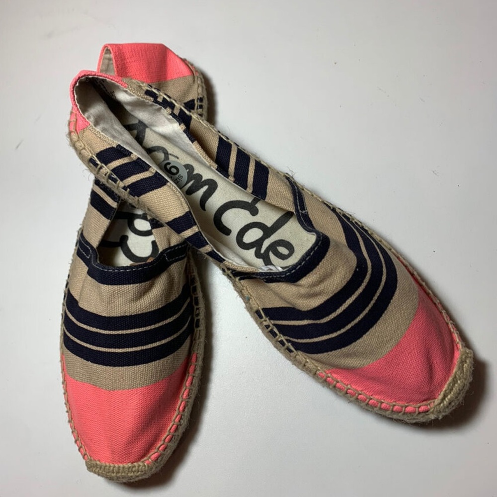 Sam Edelman Verona Espadrilles Navy Pink Stripe Canvas.  Womens Size 10